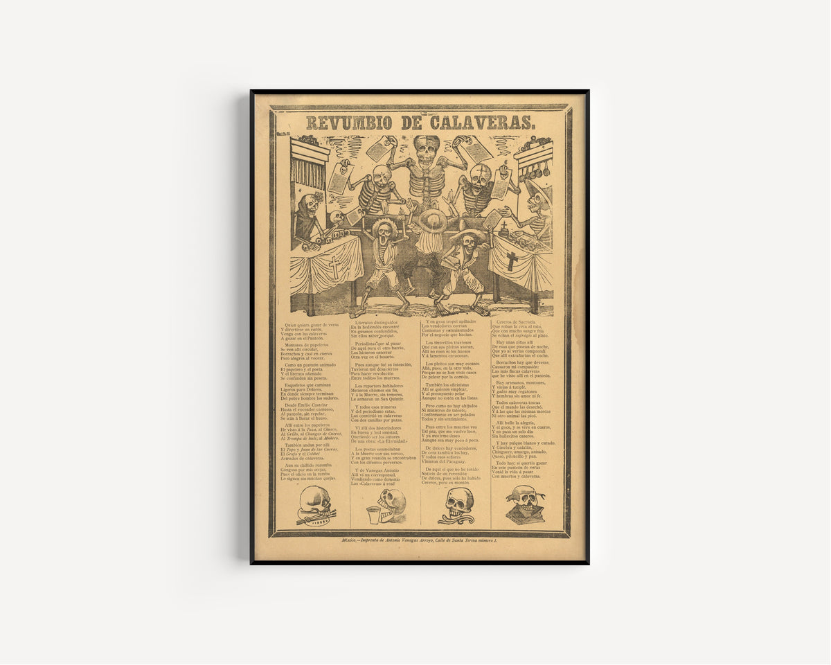 José Guadalupe Posada — Revumbio de calaveras | Relief Print