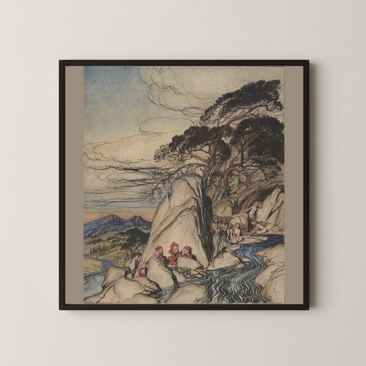 Arthur Rackham — Rip Van Winkle: These Fairy Mountains | Fairy Tale Illustration Print