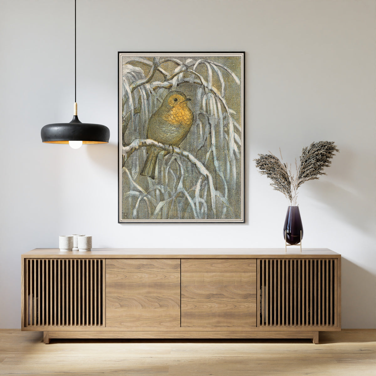 Theo van Hoytema — Robin on a Snow-Covered Branch | Art Nouveau Print