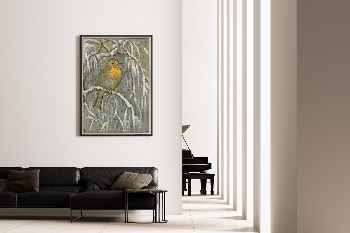 Theo van Hoytema — Robin on a Snow-Covered Branch | Art Nouveau Print