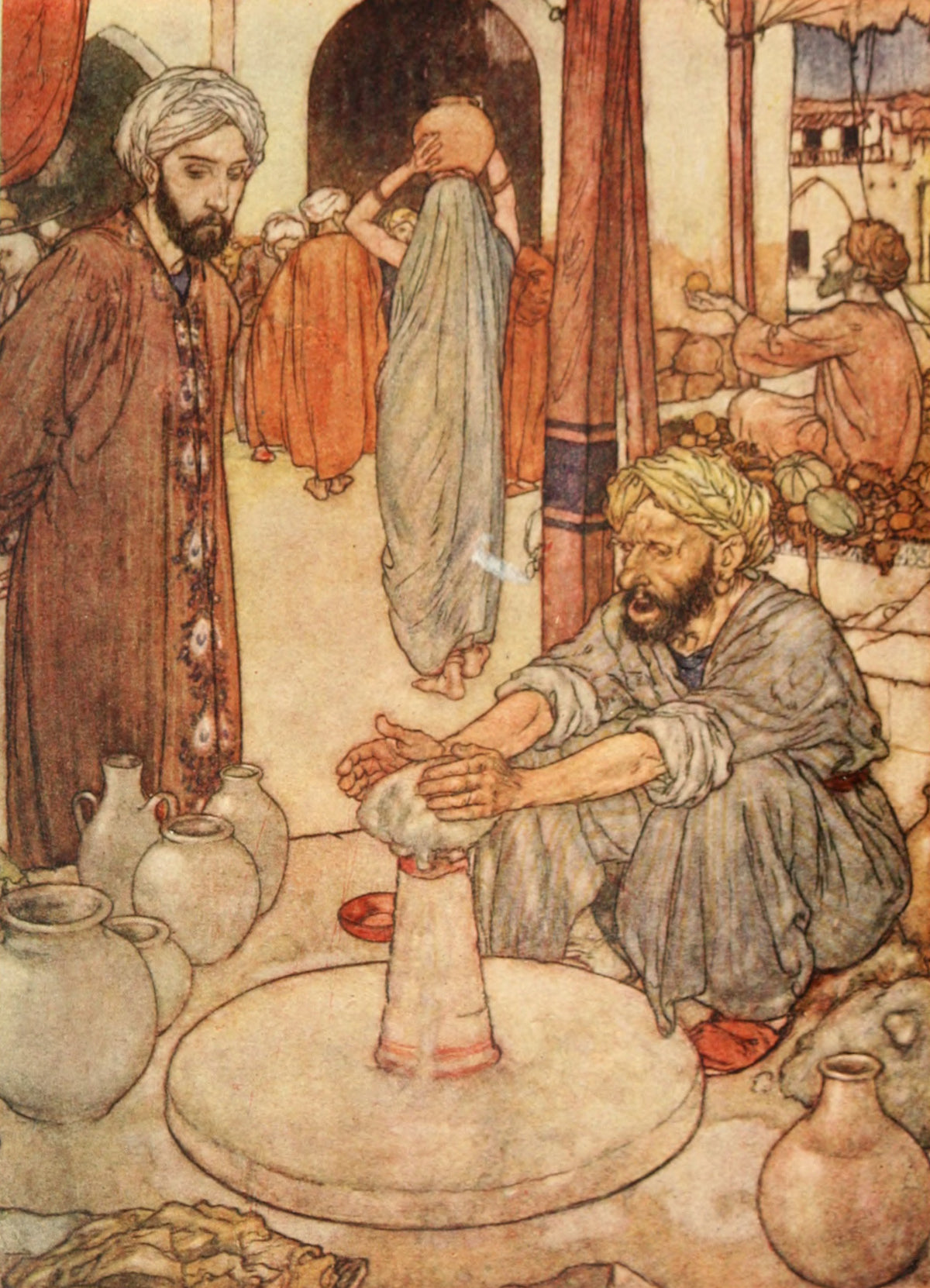 Edmund Dulac — Rubaiyat of Omar Khayyam: To Watch a Potter Thumping His Wet Clay | Book Illustration Print