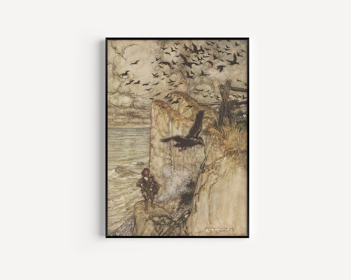 Arthur Rackham — Russet-Pated Choughs, Many in Sort, Rising and Cawing at the Gun's Report | Shakespeare Illustration Print