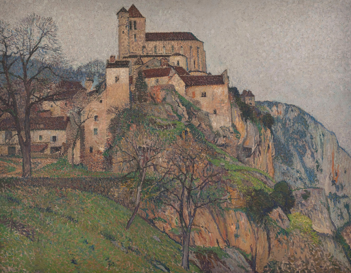 Henri Martin — Saint-Cirq-Lapopie (Grey Sky) | Pointillist Landscape Print