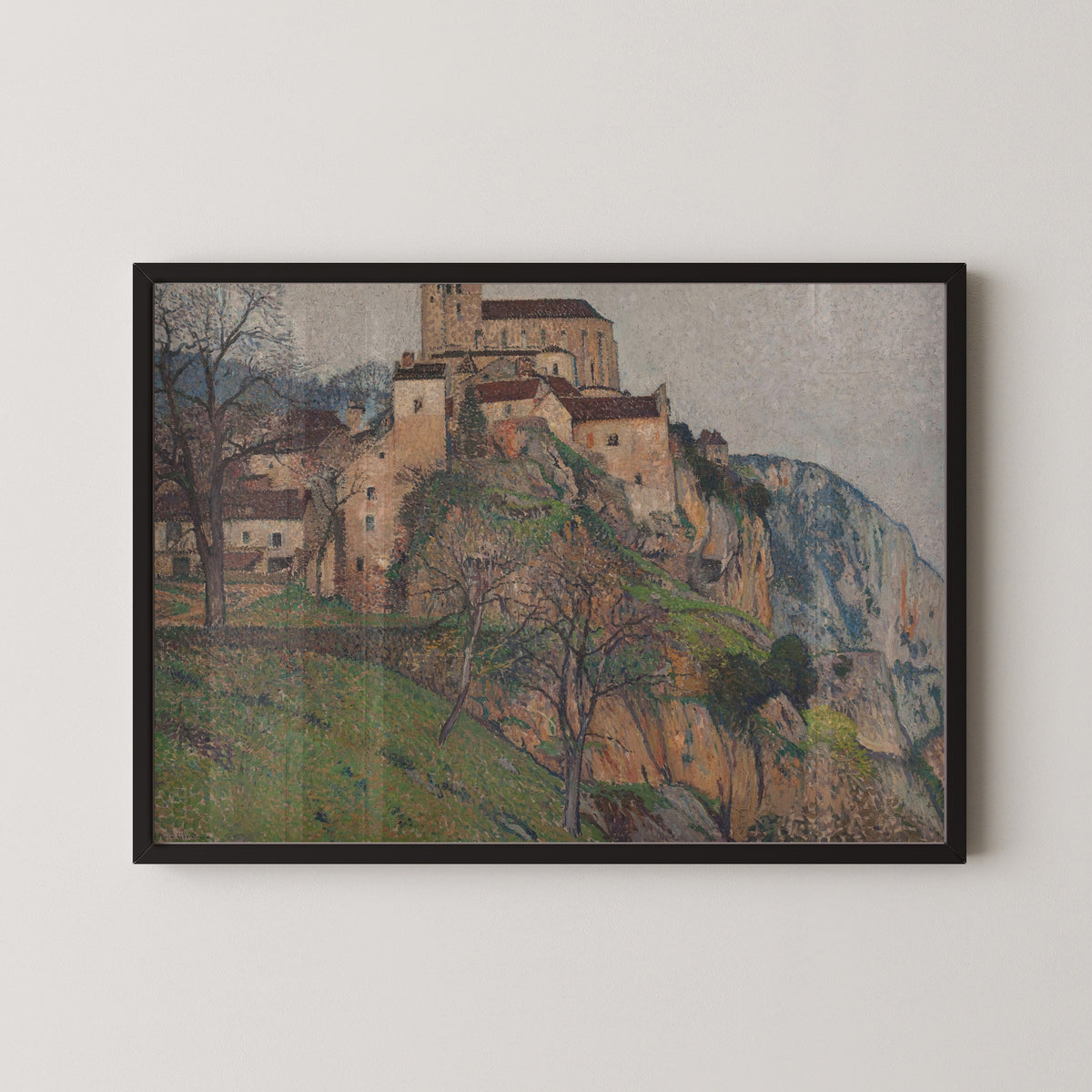 Henri Martin — Saint-Cirq-Lapopie (Grey Sky) | Pointillist Landscape Print