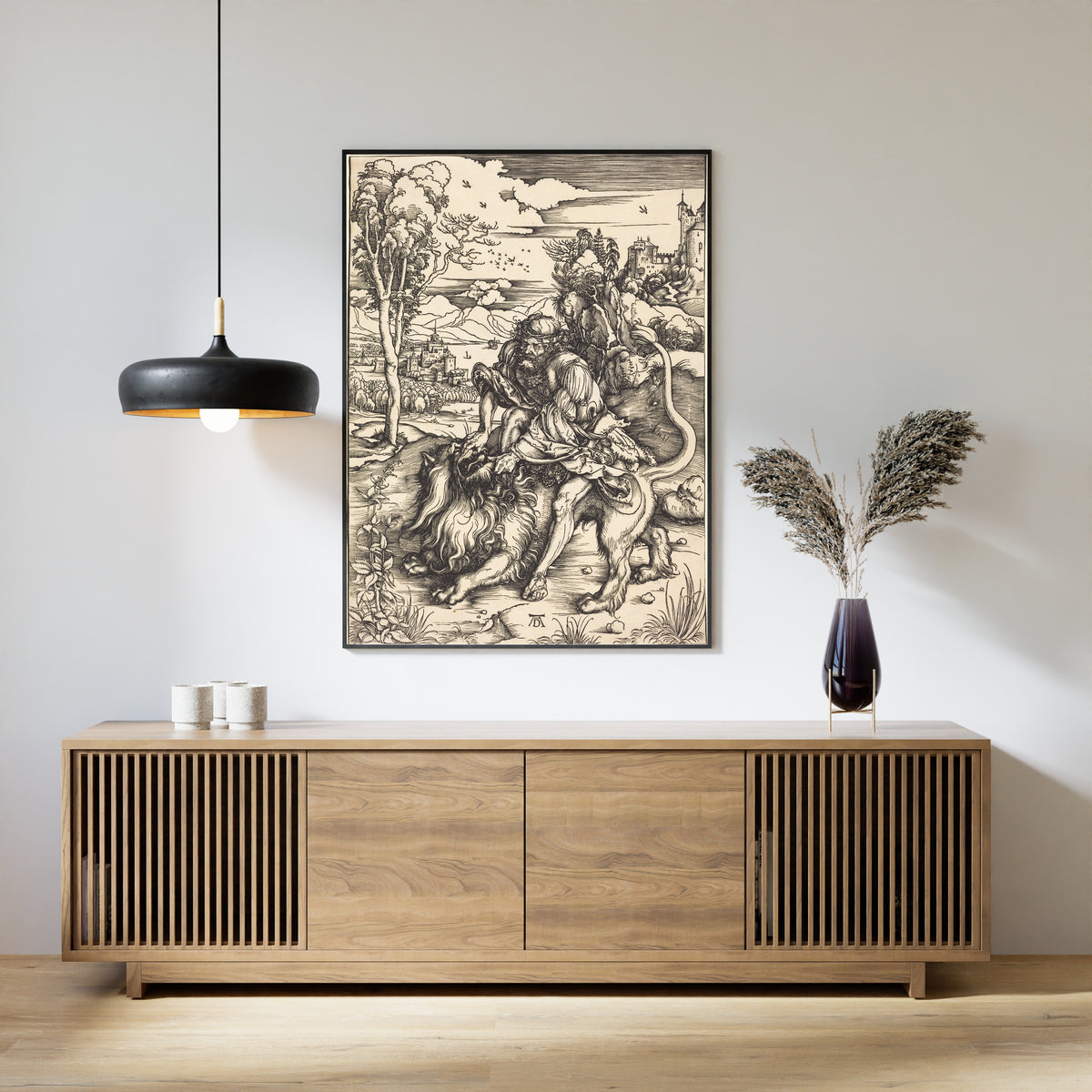 Albrecht Dürer — Samson Fighting with the Lion | Woodcut Print