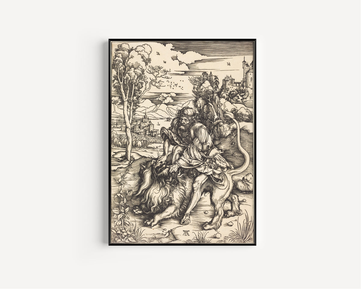 Albrecht Dürer — Samson Fighting with the Lion | Woodcut Print