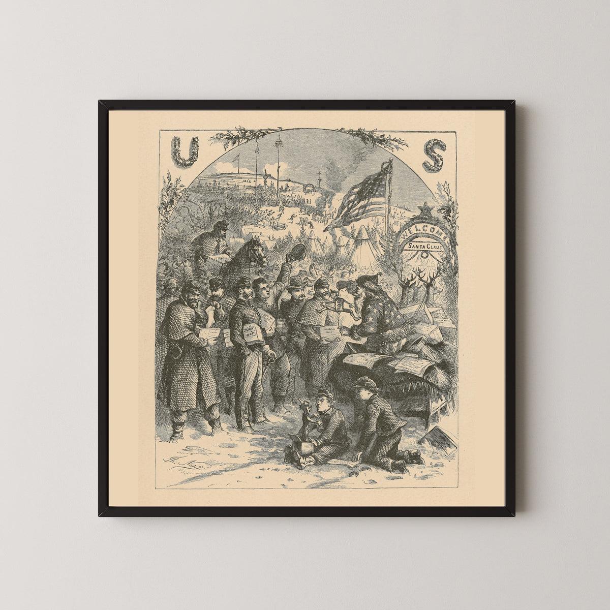 Thomas Nast — Santa Claus in Camp | Vintage Christmas Print