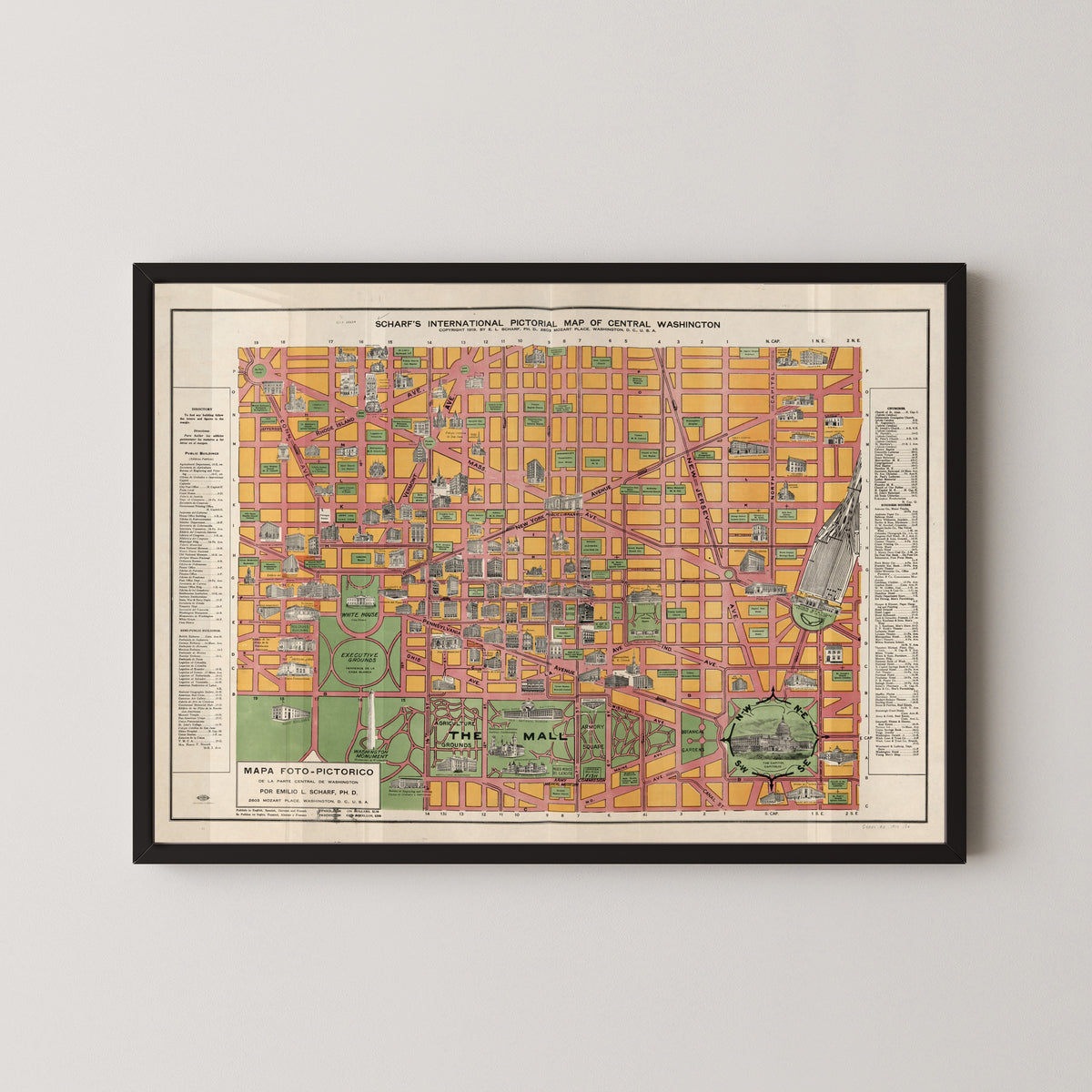 Emilio L. Scharf — Scharf's International Pictorial Map of Central Washington | Vintage Pictorial City Map Print