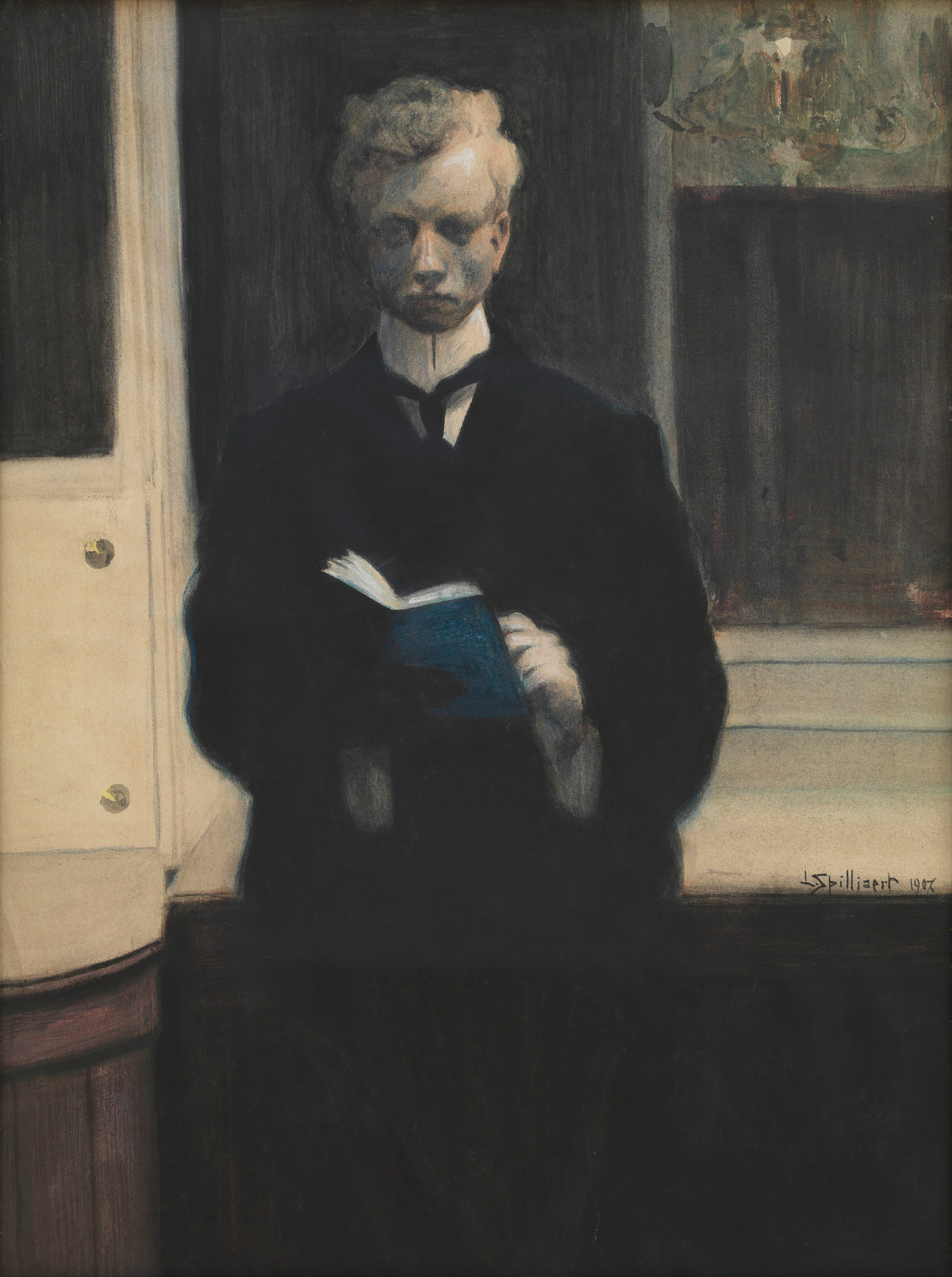 Léon Spilliaert — Self-Portrait with Blue Sketchbook | Symbolist Art Print