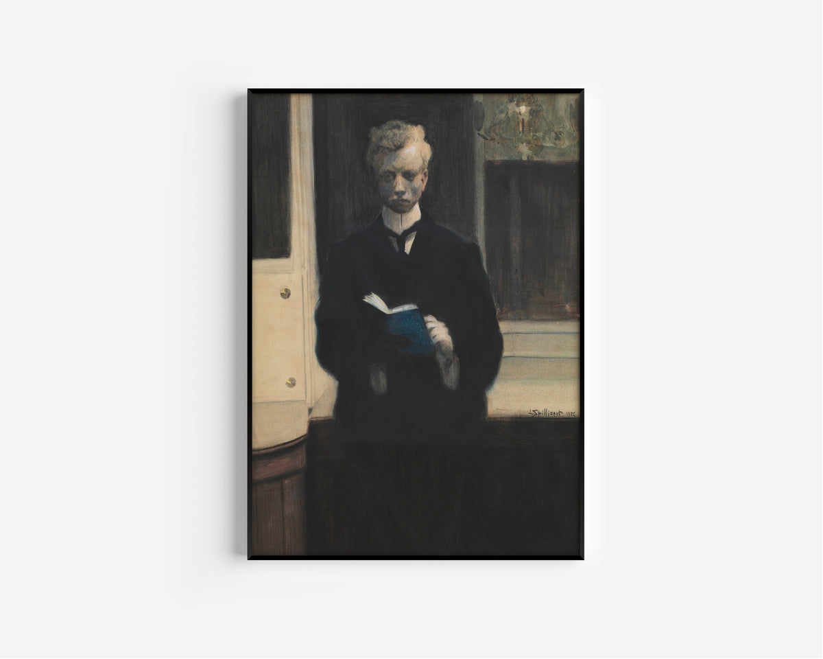 Léon Spilliaert — Self-Portrait with Blue Sketchbook | Symbolist Art Print