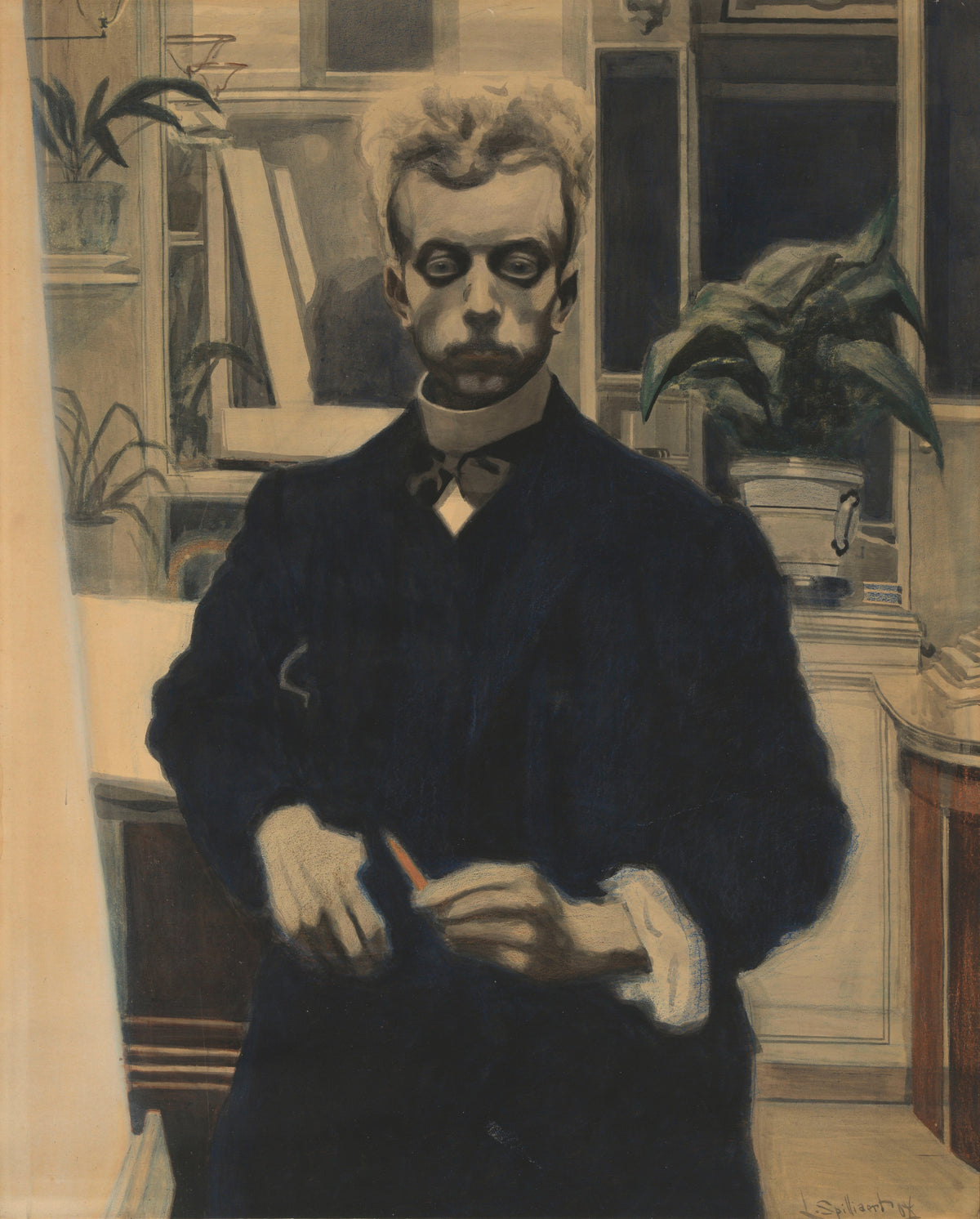 Léon Spilliaert — Self-Portrait with Red Pencil | Symbolist Art Print