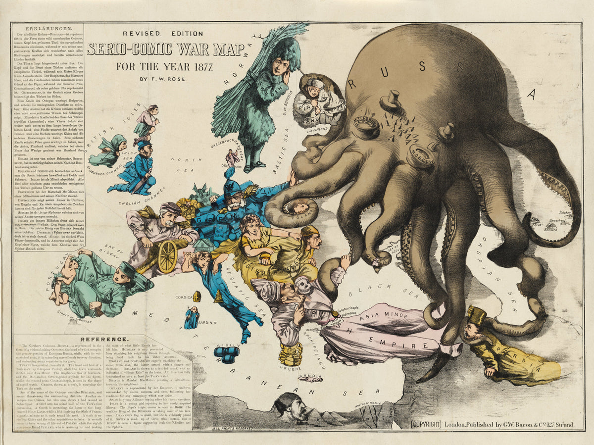 Frederick W. Rose — Serio-Comic War Map for the Year 1877 | Satirical Map Print