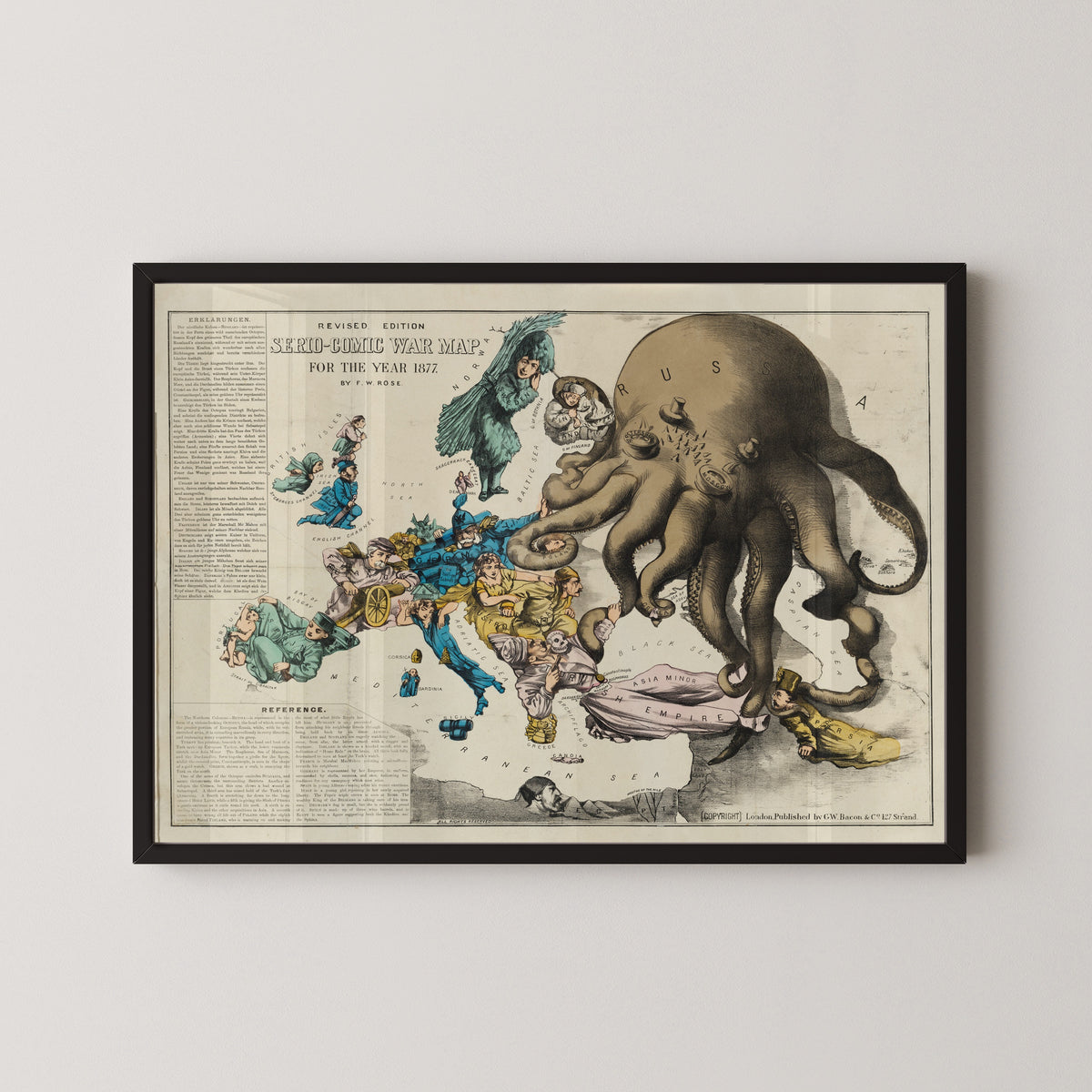 Frederick W. Rose — Serio-Comic War Map for the Year 1877 | Satirical Map Print