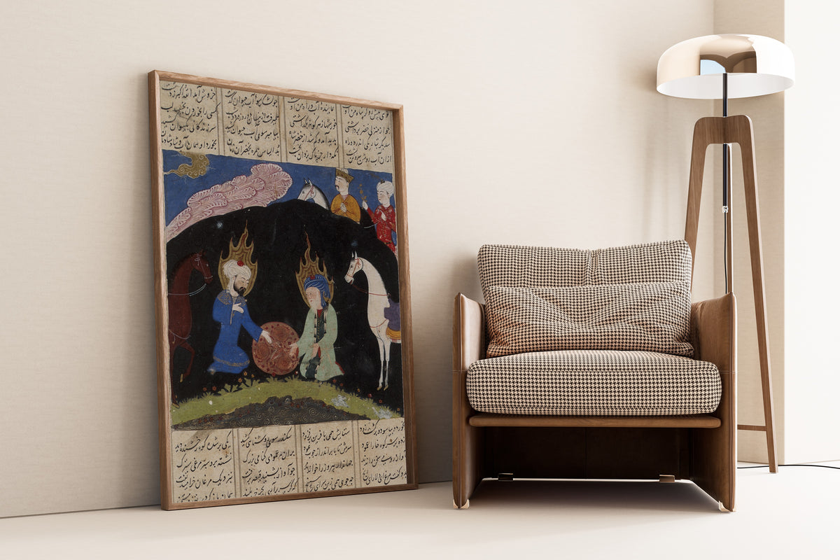 Shahnama: Iskandar and Khizr and the Fountain of Immortality | Persian Miniature Art Print