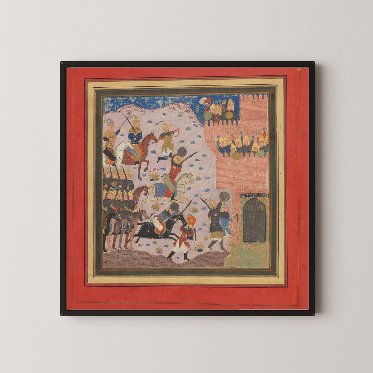 Shahnama: Kai Khusrau, Gudarz and Giv Capturing the Demon's Fortress | Islamic Manuscript Painting Print