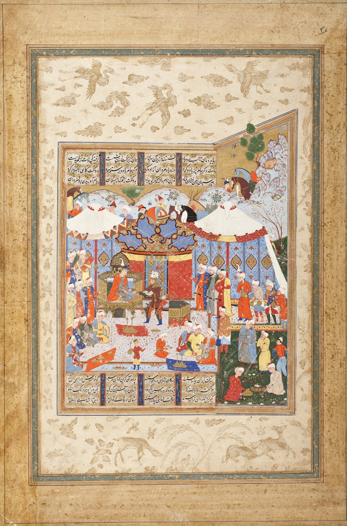 Shahnama: Rustam Approaching the Tents of King Kubad | Persian Miniature Art Print