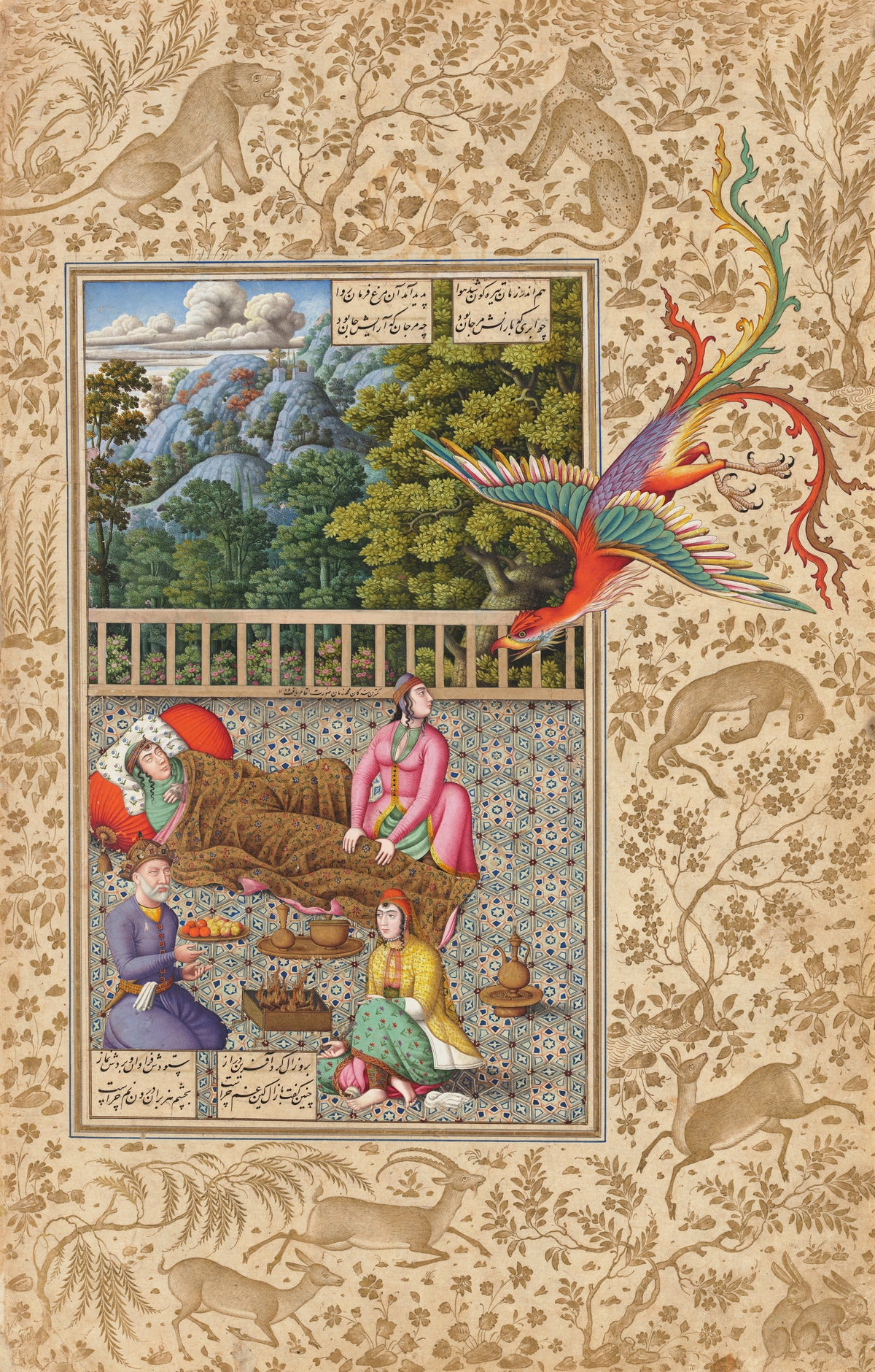 Mohammad Zaman — Shahnama: The Simurgh Arrives to Assist with the Birth of Rustam | Persian Miniature Art Print
