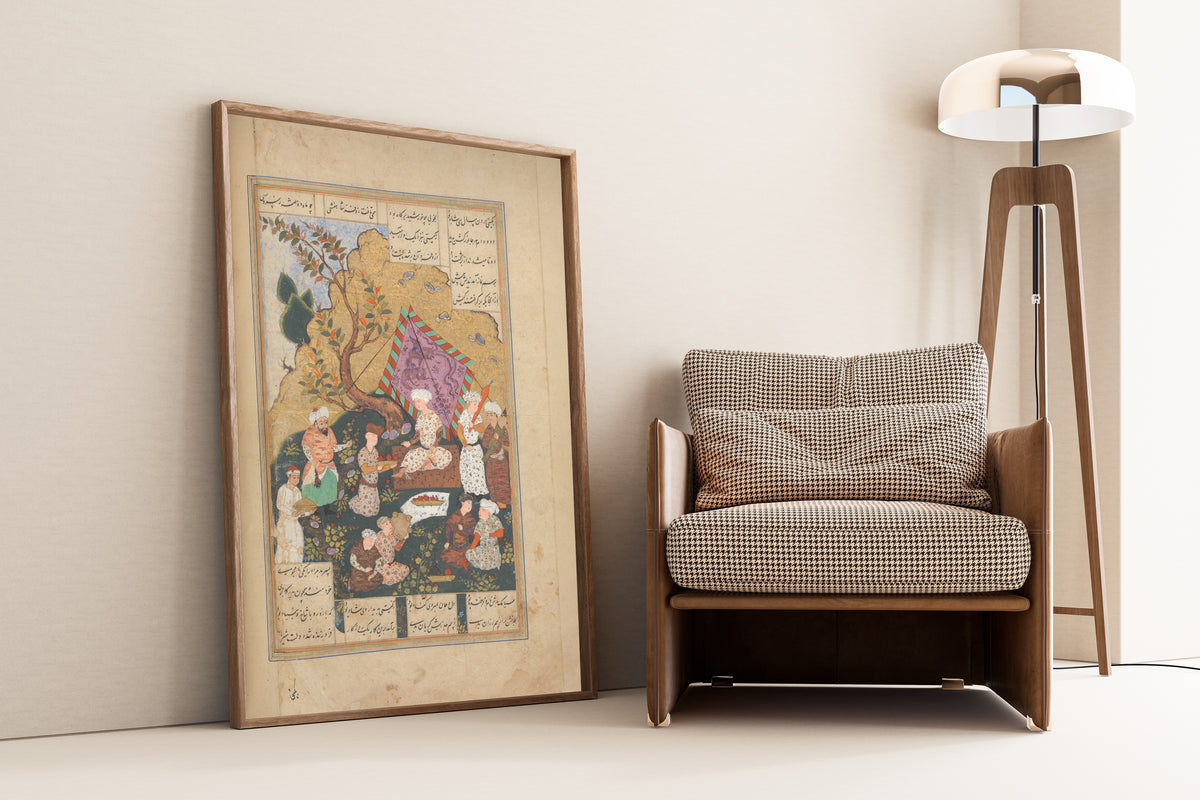 Shahnama of Firdausi (Gathering Beneath a Striped Canopy) | Persian Miniature Art Print