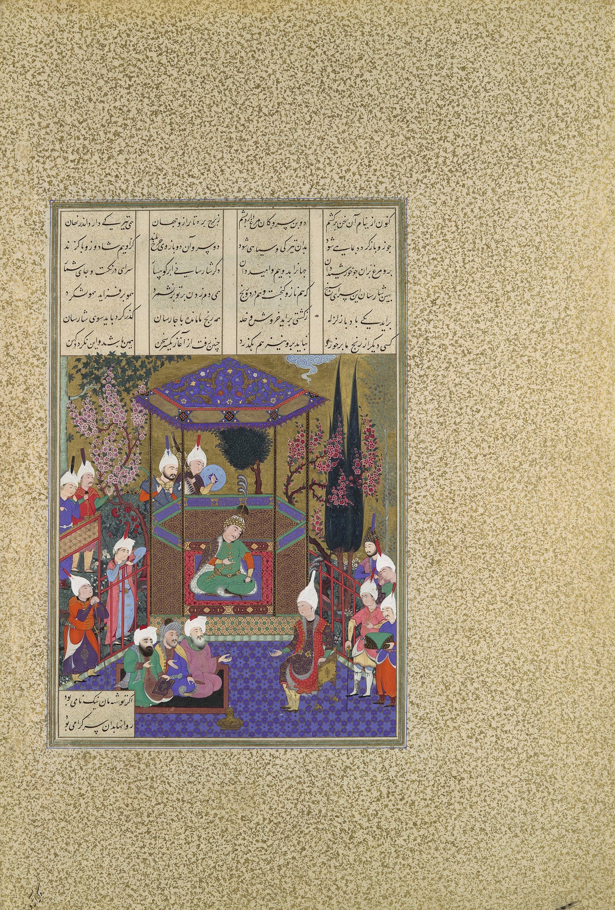 Qadimi (attributed) and Abd al-Aziz (attributed) — Shahnama of Shah Tahmasp: Zal Expounds the Mysteries of the Magi | Persian Miniature Art Print