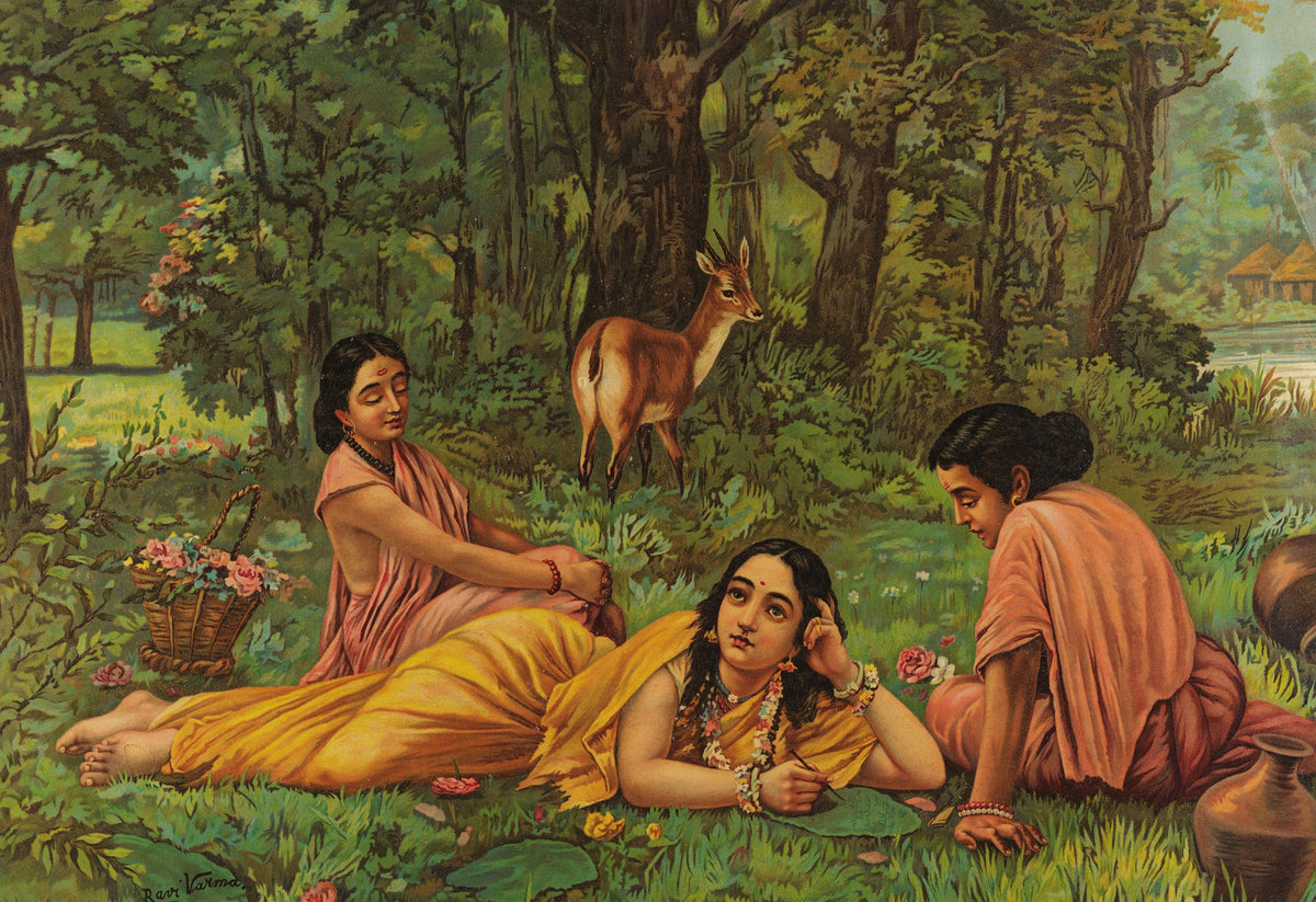Raja Ravi Varma — Shakuntala Writing Her Letter of Love | Fine Art Print