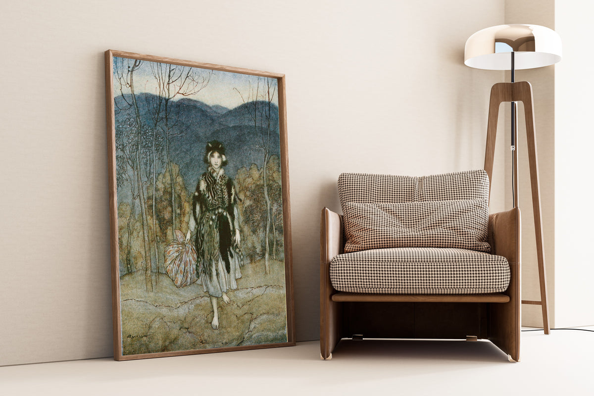 Arthur Rackham — She Went Along, and Went Along, and Went Along | Fairy Tale Illustration Print