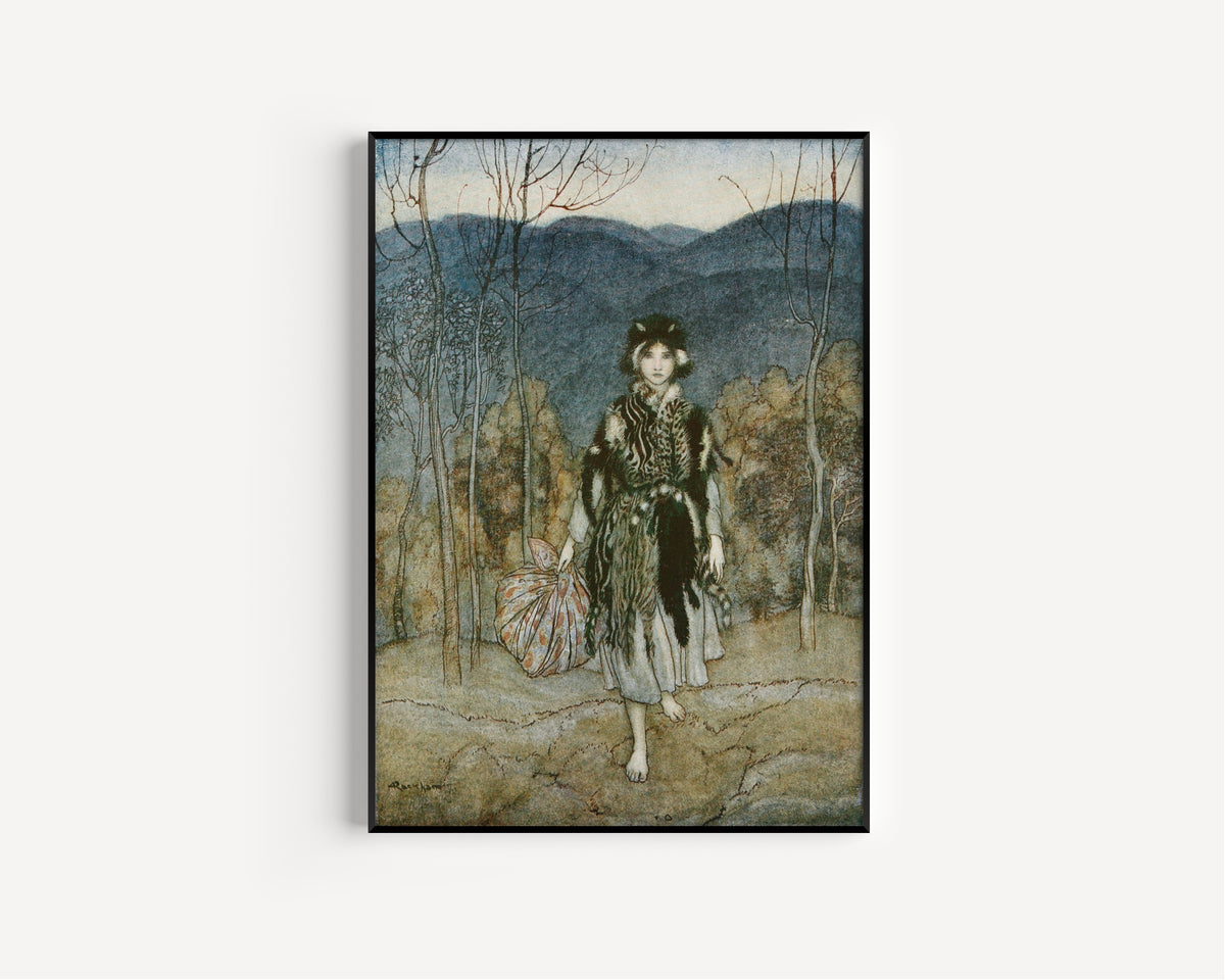 Arthur Rackham — She Went Along, and Went Along, and Went Along | Fairy Tale Illustration Print