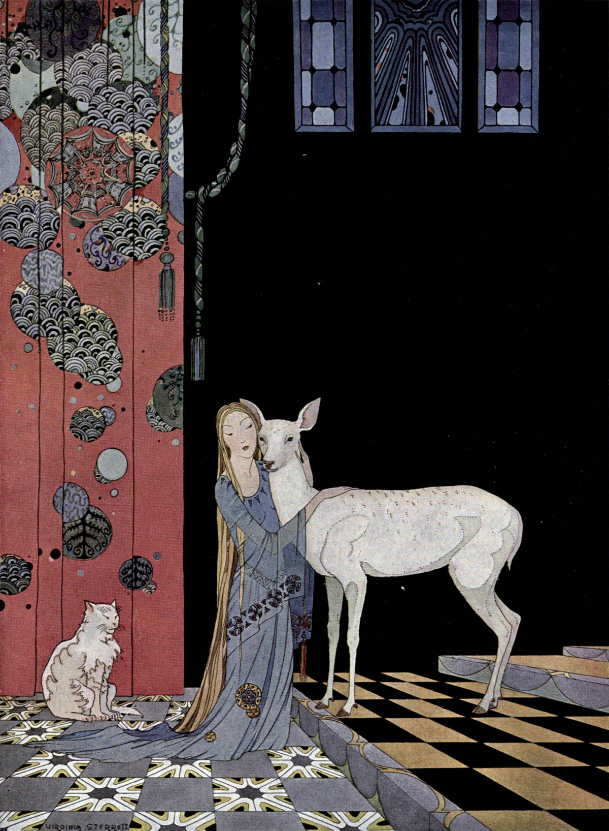 Virginia Frances Sterrett — She threw her arms around the neck of Bonne-Biche | Fairy Tale Illustration Print