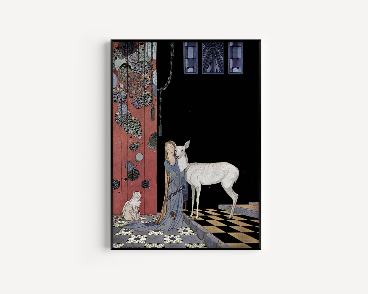 Virginia Frances Sterrett — She threw her arms around the neck of Bonne-Biche | Fairy Tale Illustration Print