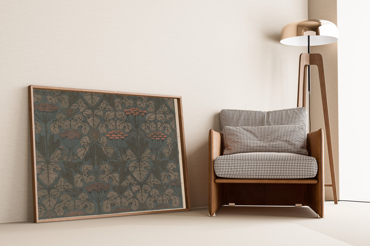 Theo Nieuwenhuis — Sheet of Wallpaper with Umbellifers, Butterflies, and Dragonflies | Art Nouveau Print