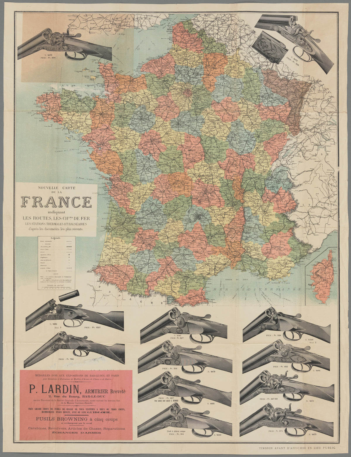 Dufrénoy — Shotgun Map of France | Antique Advertising Map Print