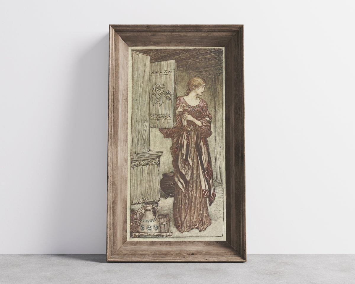 Arthur Rackham — Sieglinde Prepares Hunding’s Draught for the Night | Wagner Illustration Print