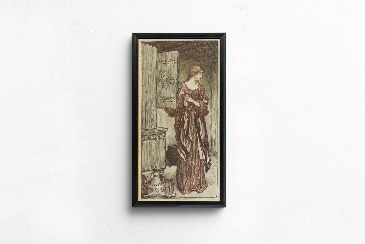 Arthur Rackham — Sieglinde Prepares Hunding’s Draught for the Night | Wagner Illustration Print