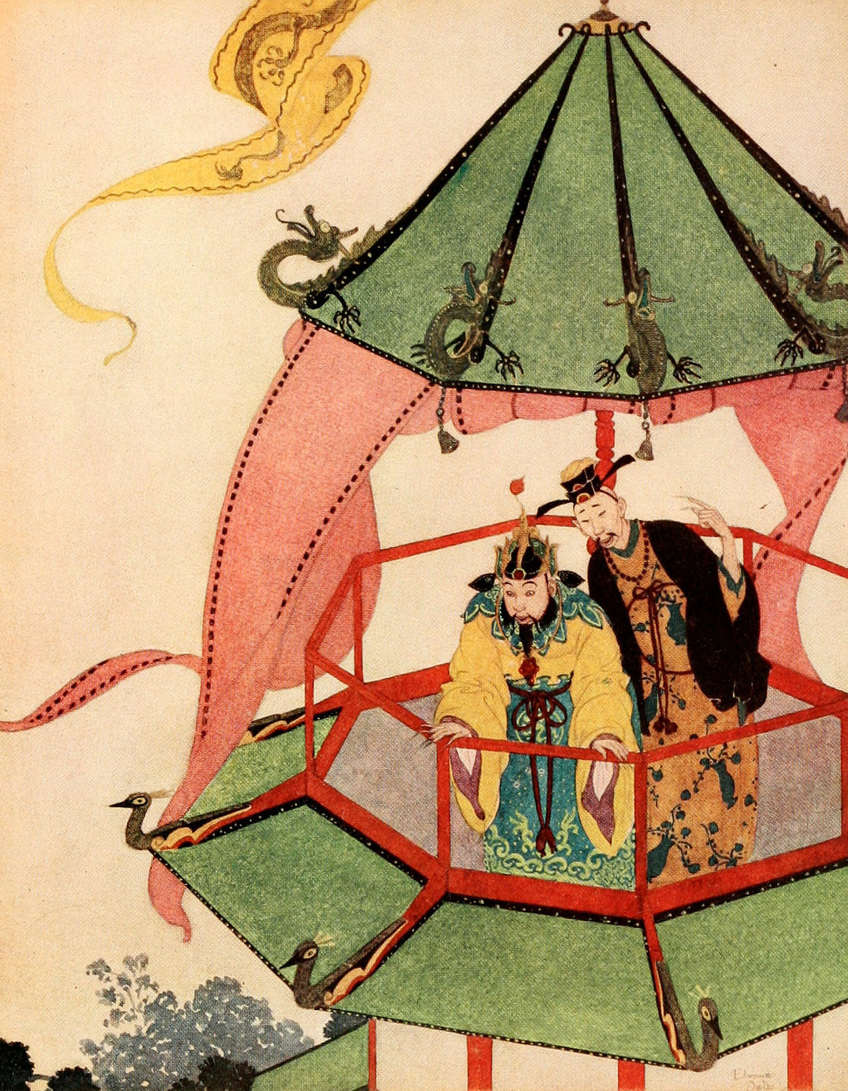 Edmund Dulac — Sinbad the Sailor and Other Stories: The Sultan and His Vizier Looking for Aladdin's Magic Palace | Fairy Tale Illustration Print