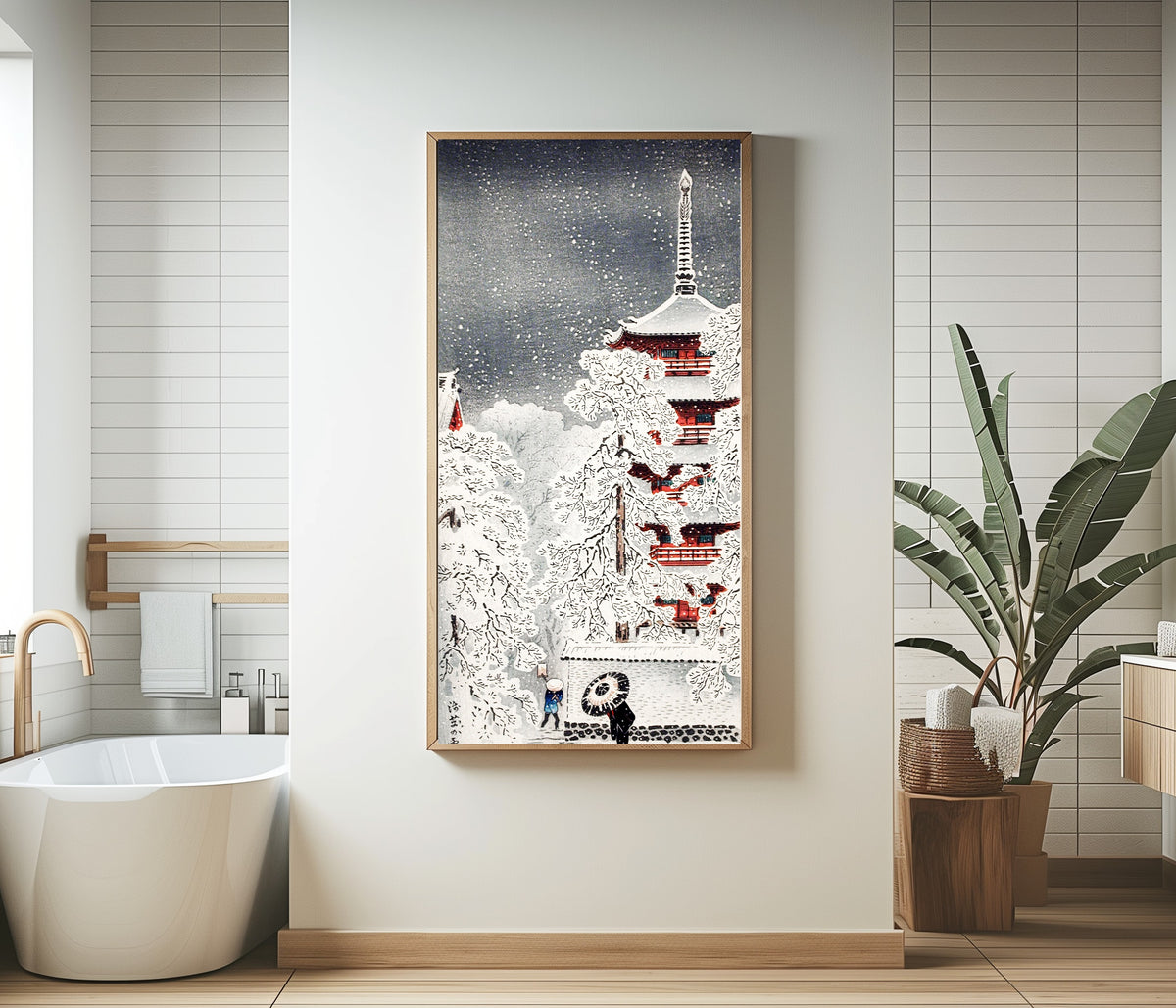 Takahashi Shotei — Snow at Asakusa, Yedo, Musashi Province | Japanese Woodblock Print (Shin Hanga)