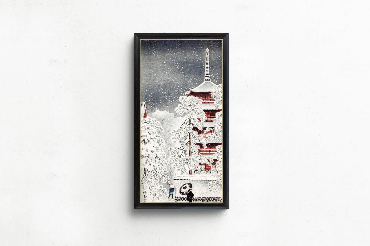 Takahashi Shotei — Snow at Asakusa, Yedo, Musashi Province | Japanese Woodblock Print (Shin Hanga)