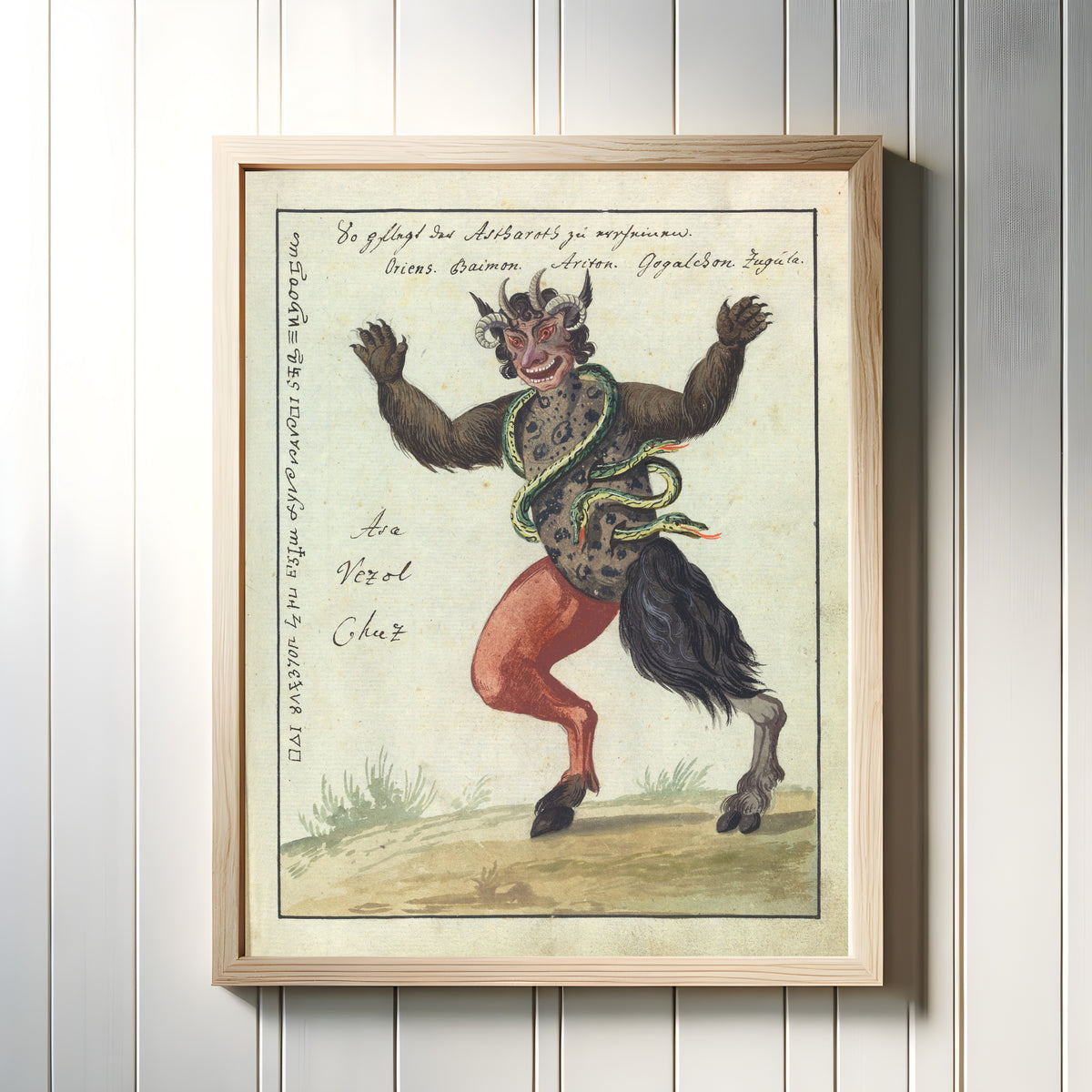 Framed art print of So pflegt der Astharots zu erscheinen by Unknown artist, in a light wood frame on a white panelled wall