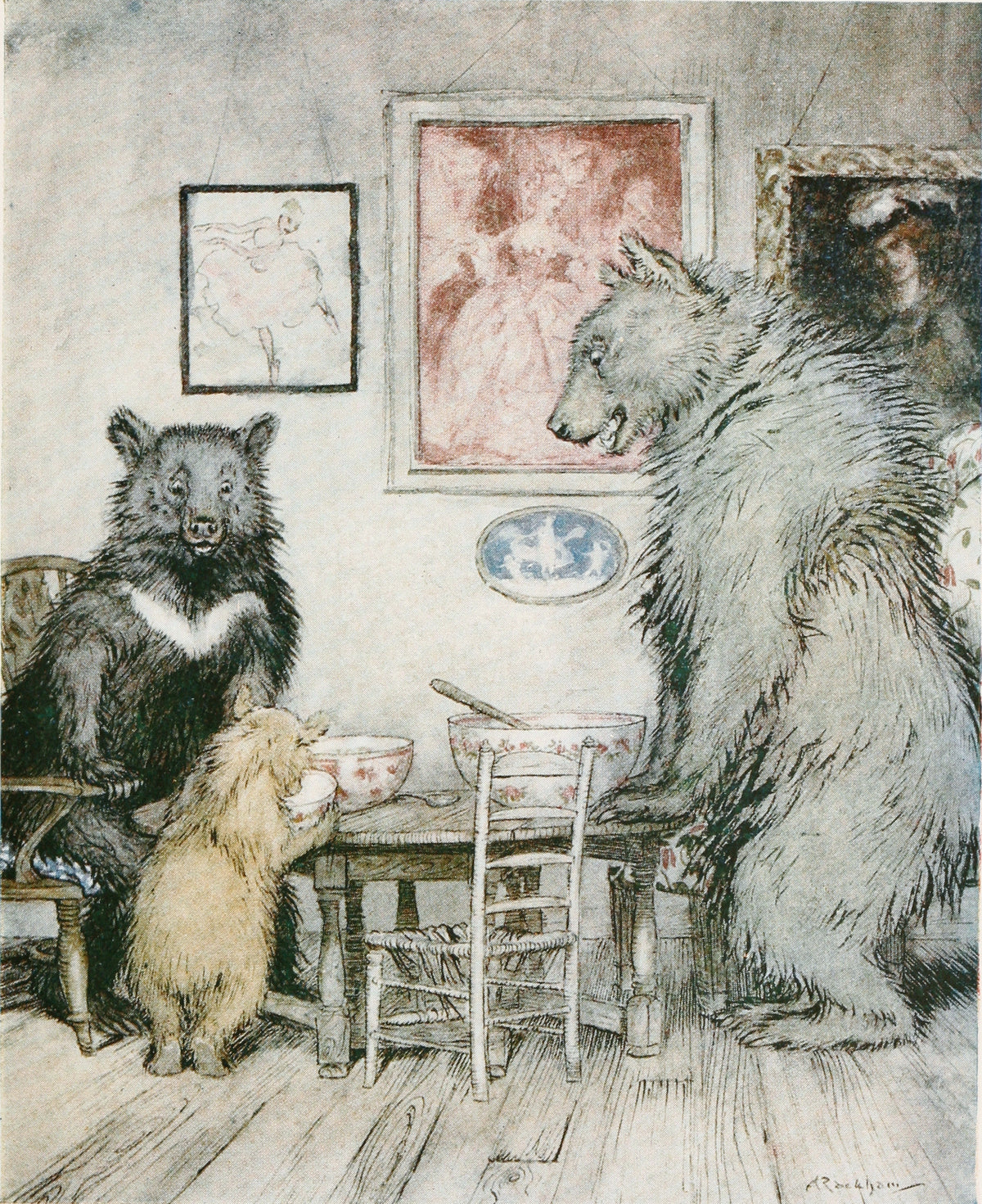 Arthur Rackham — Somebody Has Been at My Porridge, and Has Eaten It All Up! | Fairy Tale Illustration Print