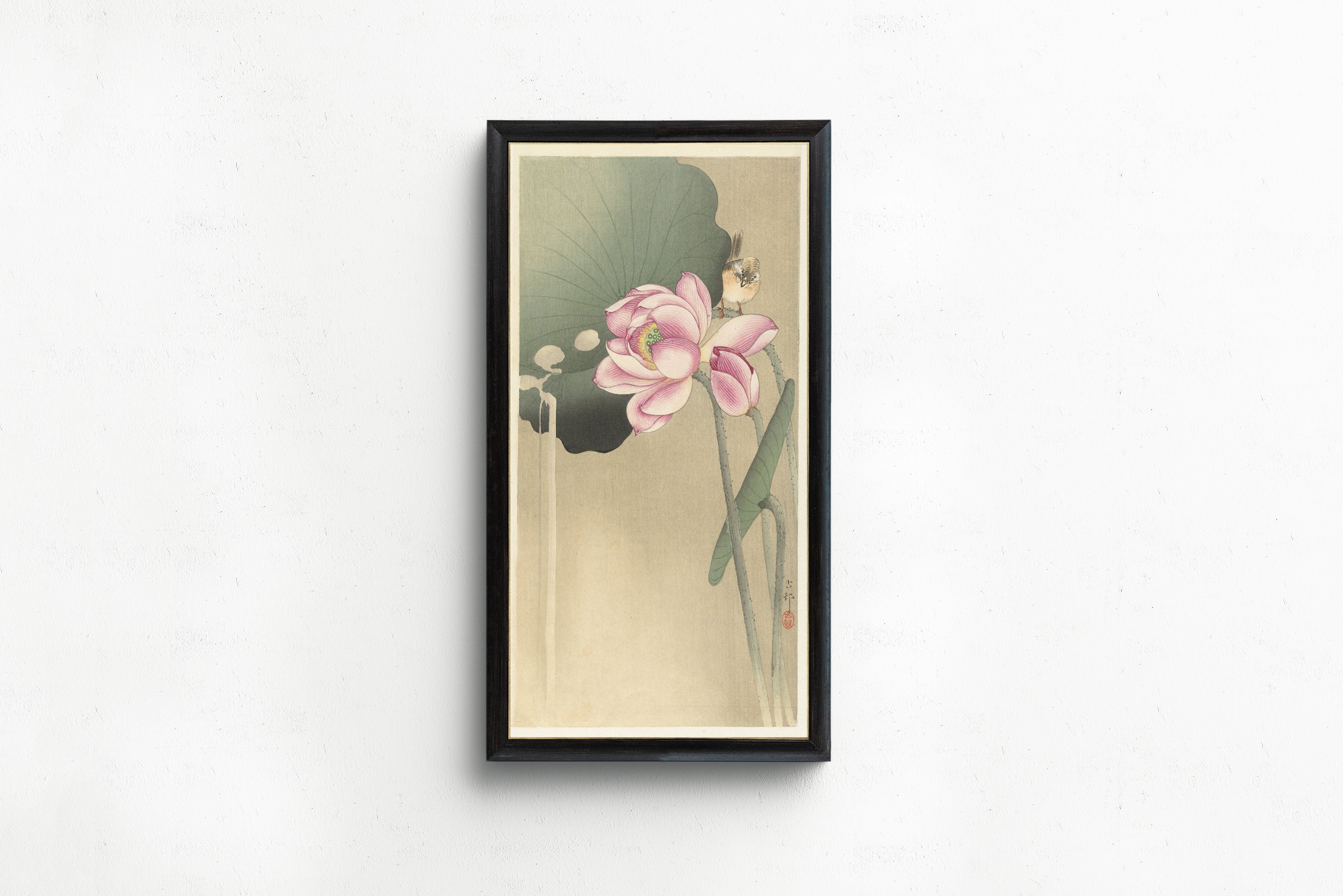 Ohara Koson — Songbird and Lotus | Japanese Bird & Flower Woodblock Print