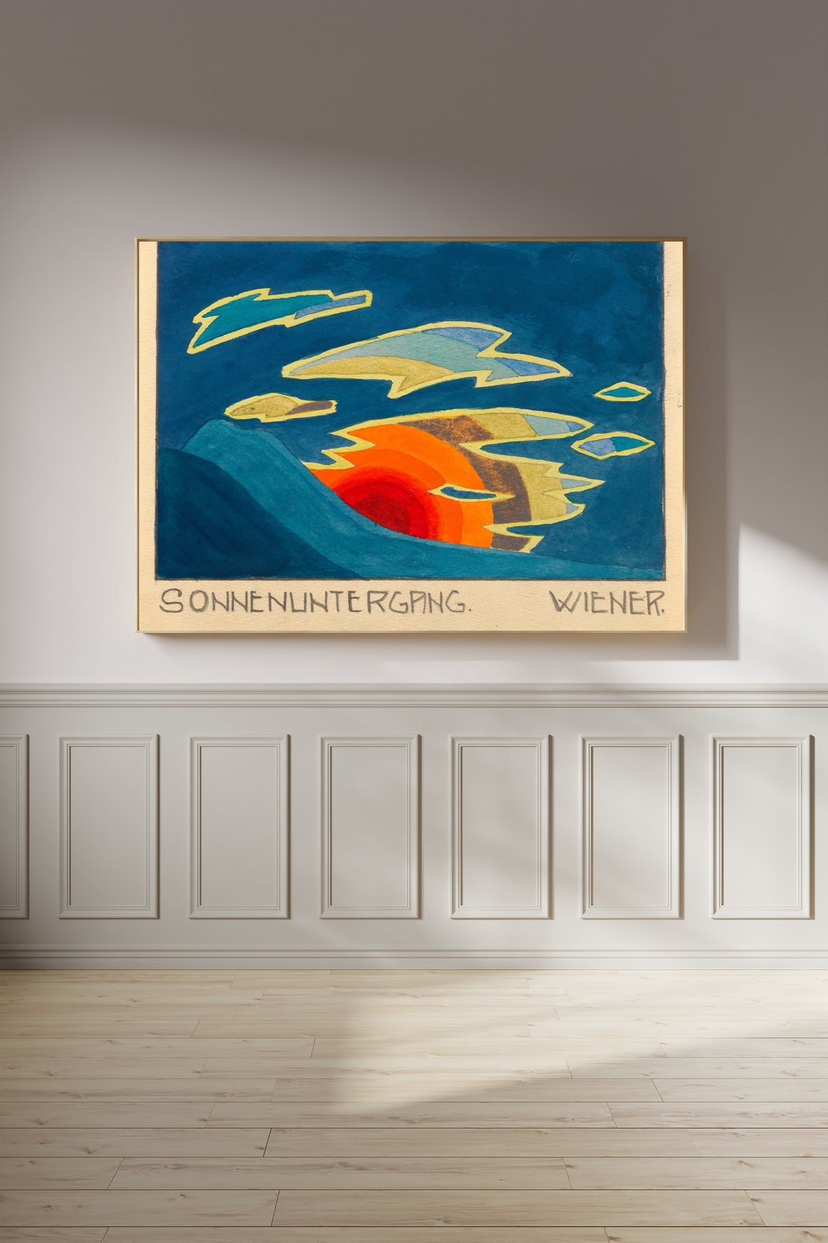 Karl Wiener — Sonnenuntergang (Sunset behind a Teal Hill) | Modernist Landscape Print