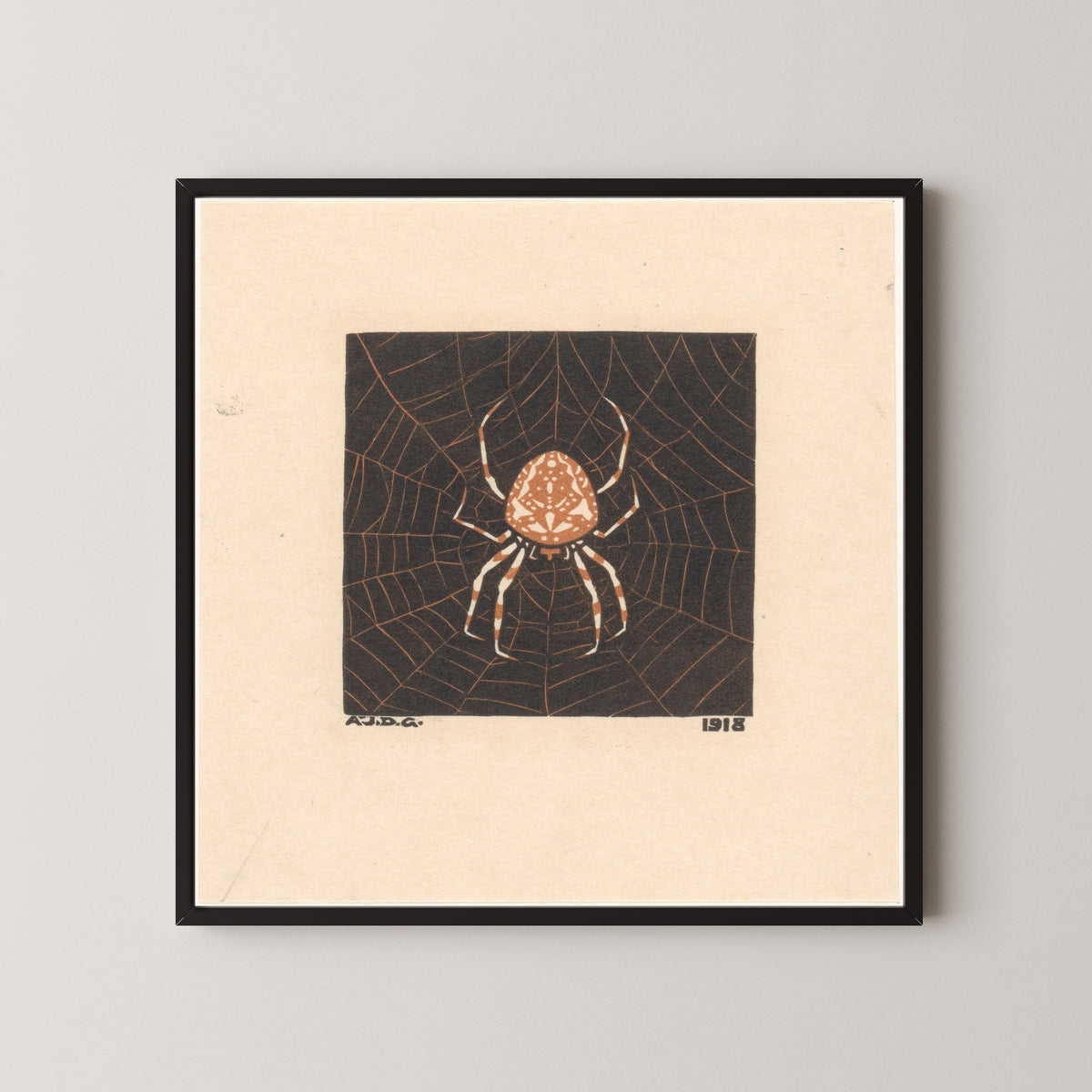Julie de Graag — Spider in web | Woodcut Print