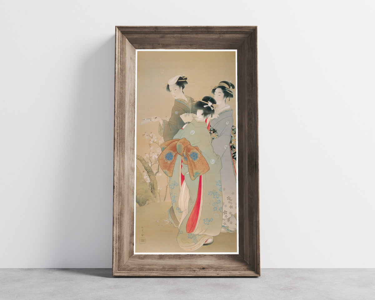 Spring Look by Uemura Shōen — shown framed on a wall