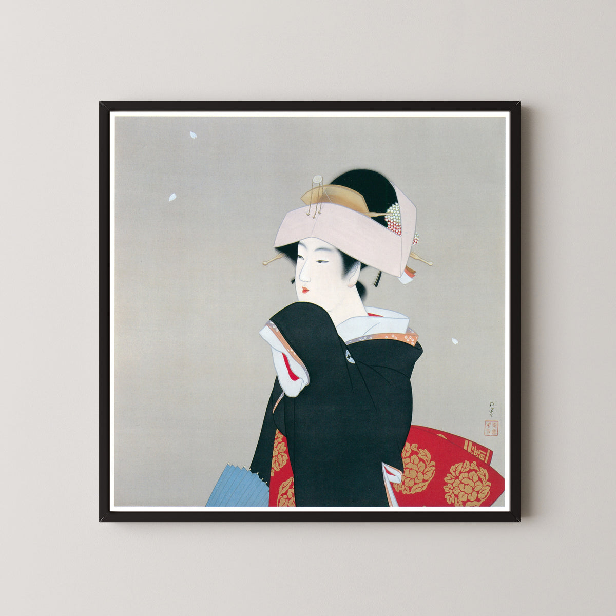Spring by Uemura Shōen — shown framed on a wall