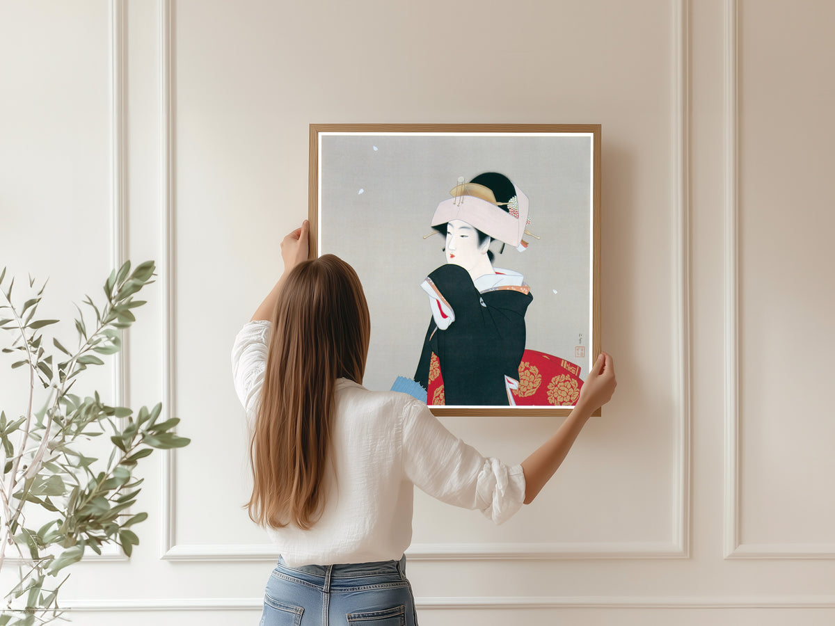 Spring by Uemura Shōen — shown framed on a wall