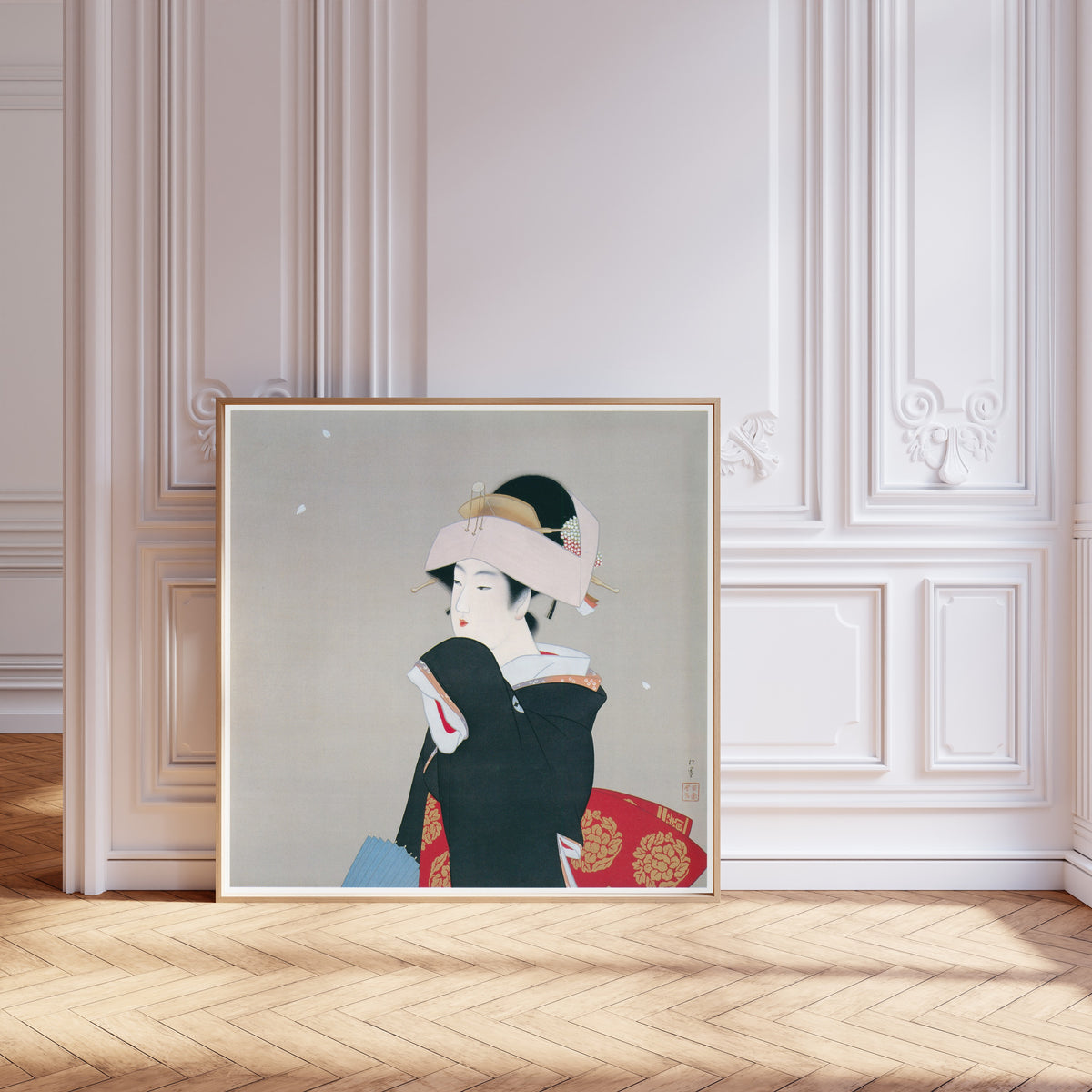 Spring by Uemura Shōen — shown framed on a wall