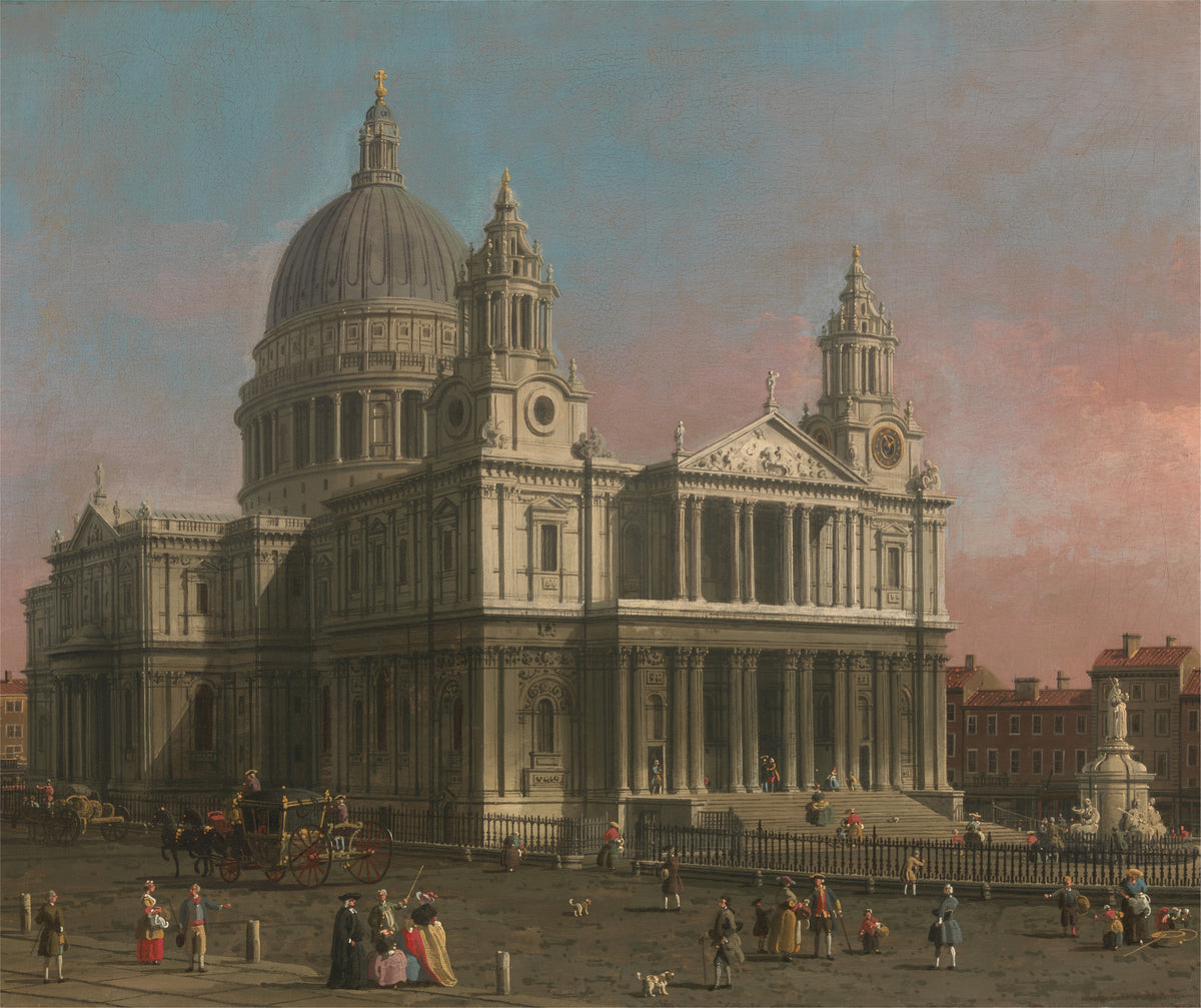 St. Paul’s Cathedral by Canaletto — St Paul's rises over a London churchyard in pink-edged light
