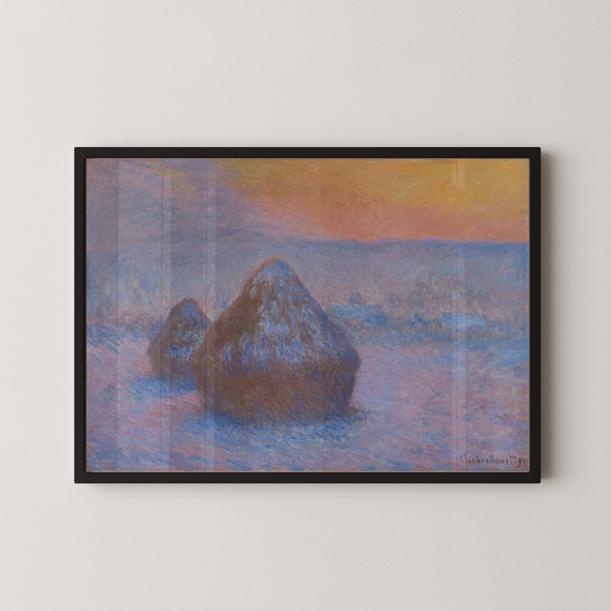 Claude Monet — Stacks of Wheat (Sunset, Snow Effect) | Fine Art Print