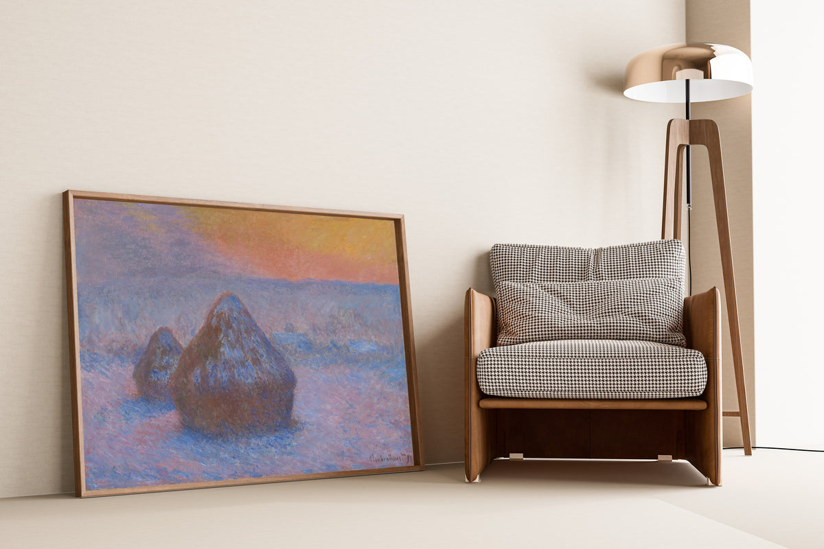 Claude Monet — Stacks of Wheat (Sunset, Snow Effect) | Fine Art Print