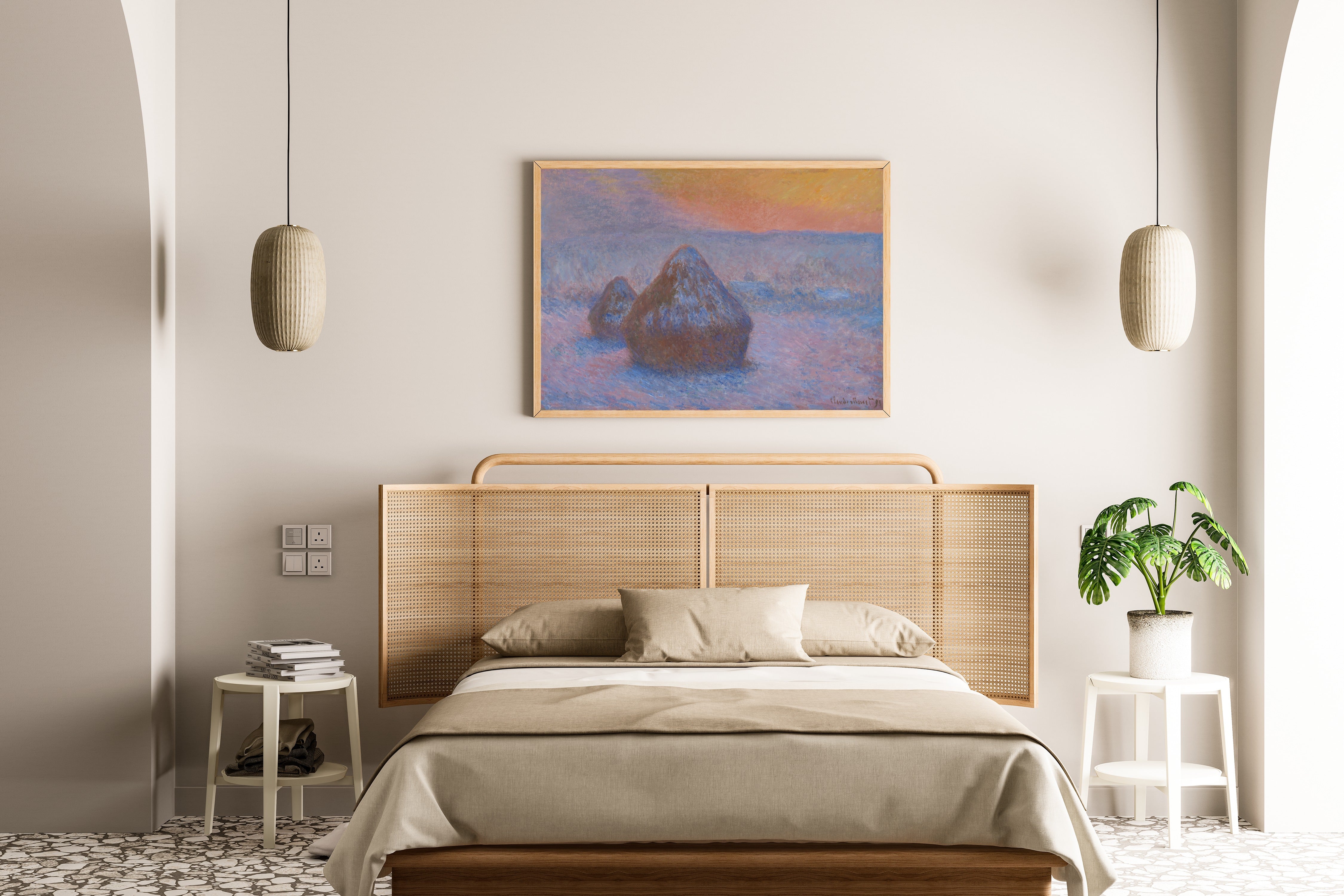 Claude Monet — Stacks of Wheat (Sunset, Snow Effect) | Fine Art Print