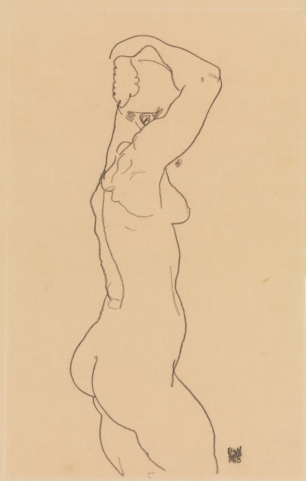 Egon Schiele — Standing Nude, Facing Right | Expressionist Fine Art Print