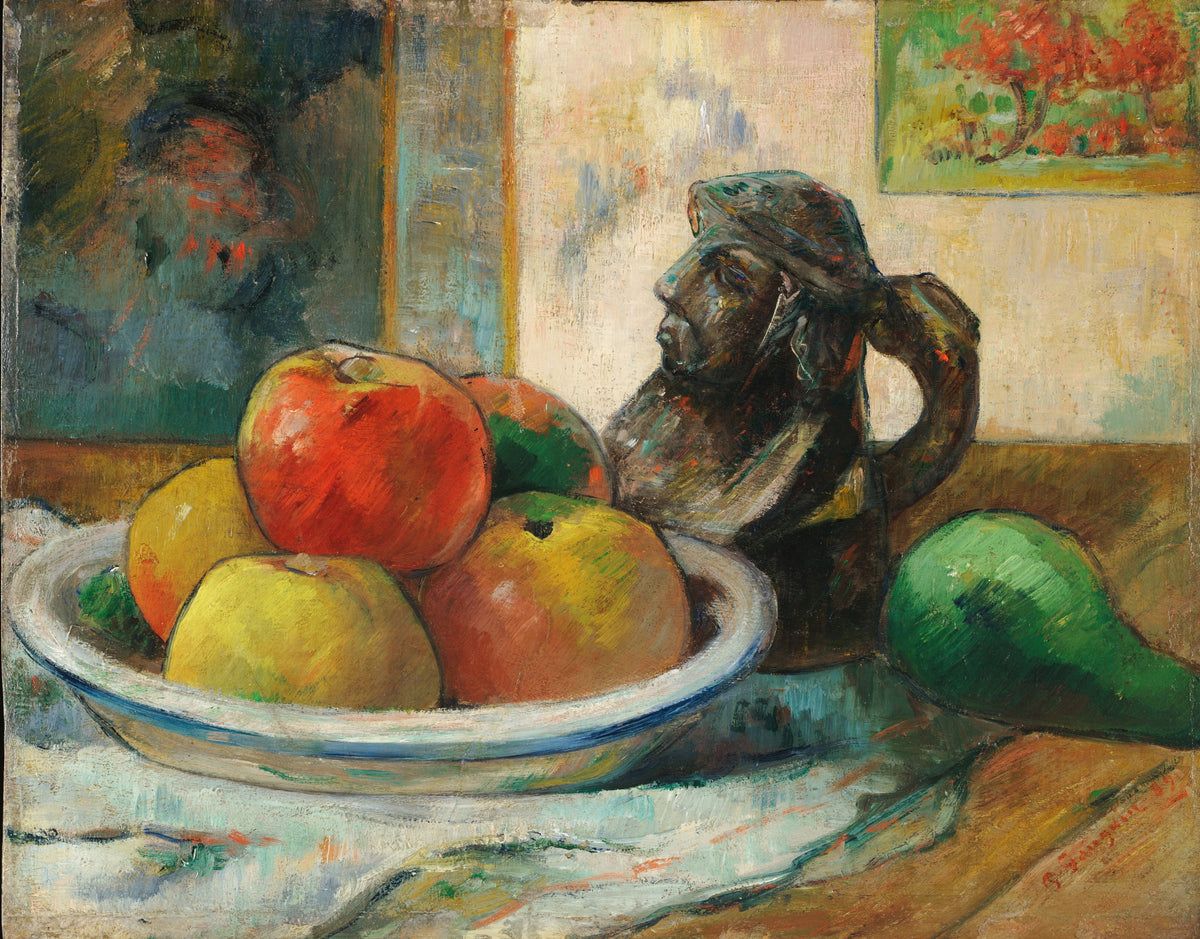 Paul Gauguin — Still Life with Apples, a Pear, and a Ceramic Portrait Jug | Fine Art Print